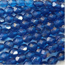 6mm Czech Firepolished Beads - Gold Marbled Luster Capri Blue - Pack of 20