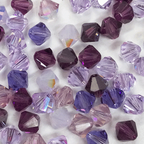 6mm Swarovski Crystal Bicones - Lilac Mix 