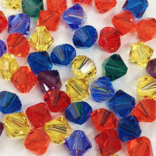 6mm Swarovski Crystal Bicones - Rainbow Mix - Pack of 10