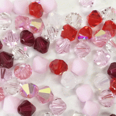 6mm Swarovski Crystal Bicones - Strawberry Fields Mix - Pack of 10