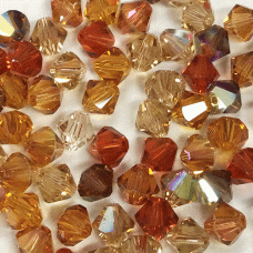 6mm Swarovski Crystal Bicones - Wheatberry Mix - Pack of 10