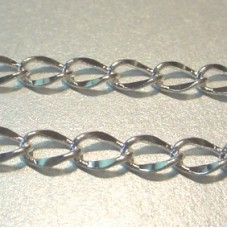 6mm Silver Plated Hammer Curb Chain - Pack of 3 Pieces - 65, 75 & 85cm
