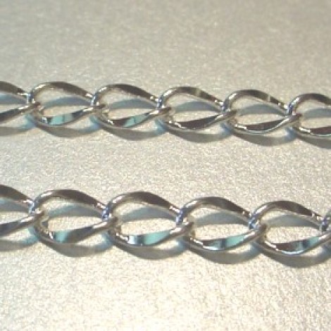 6mm Silver Plated Hammer Curb Chain - Pack of 3 Pieces - 65, 75 & 85cm