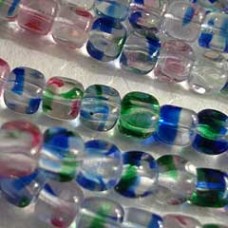 5x7mm Crystal Multi Czech Pressed Cube Beads - Pack of 20