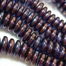 6mm Czech Rondelles - Transp Dark Amethyst Lustre - Pack of 20
