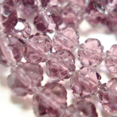 6mm Amethyst Czech Glass Rosebud Beads - Pack of 8
