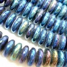 6mm Czech Glass Rondelles - Blue Iris - Pack of 20