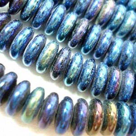 6mm Czech Glass Rondelles - Blue Iris - Pack of 20