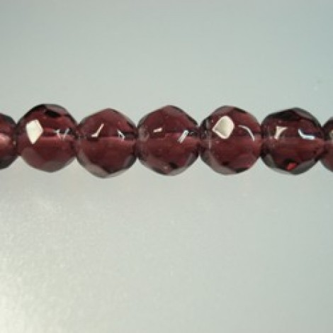 6mm Faceted Dark Amethyst Glass Beads - strand
