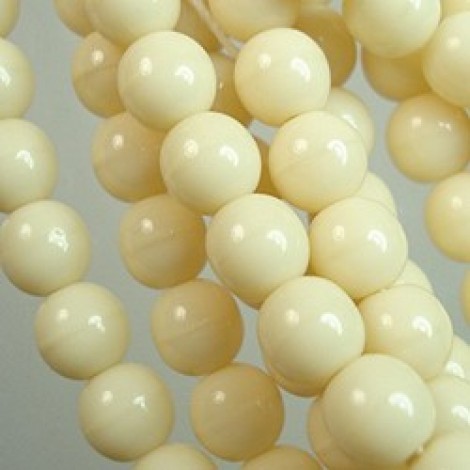 6mm Czech Round Glass Druk Beads - Opaque Lt Beige - Pack of 20