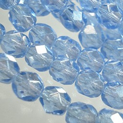 6mm Czech Firepolish Beads - Luster Light Sapphire - Pack of 20