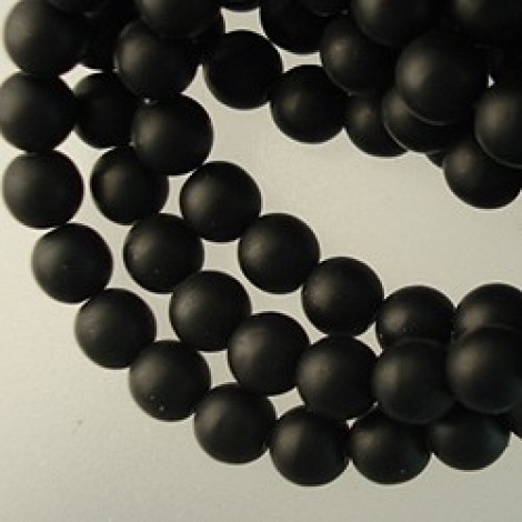 6mm Czech Round Beads - Matte Jet Black - Pack of 20