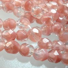 6mm Czech Firepolish Glass Beads - Crystal - Rosaline - Pack of 20