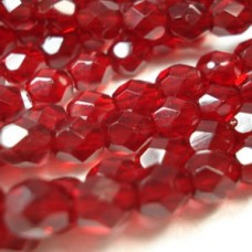 6mm Czech Firepolish Beads - Ruby