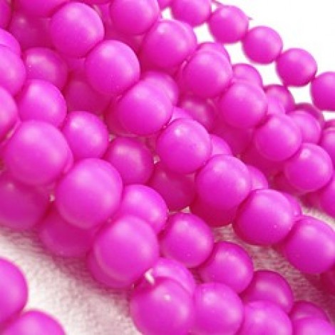 6mm Czech Round Glass Beads - Neon Violet - Pack of 20