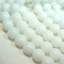 6mm Czech Round Druk Beads - Opaque White - Pack of 20