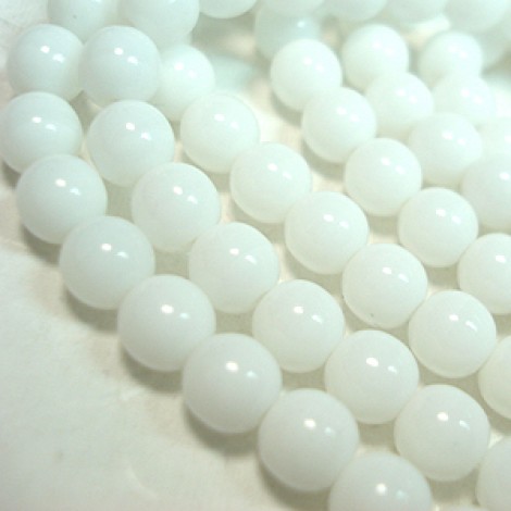 6mm Czech Round Druk Beads - Opaque White - Pack of 20