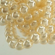 4mm Czech Round Pearl Light Glass Pearls - Cream