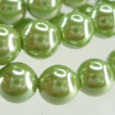 8mm Czech Round Pearl Coat Glass Beads - Olive