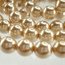 6mm Czech Round Pearl Coat Glass Beads - Gold