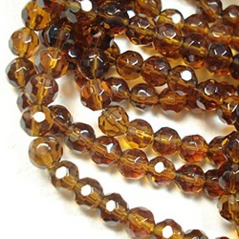 6mm Topaz Faceted Round Glass Beads