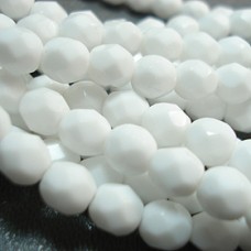 6mm Czech Firepolish Round Beads - Opaque White