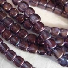 5x7mm Transp Amethyst Lustre Czech Pressed Cube Beads - Pack of 20