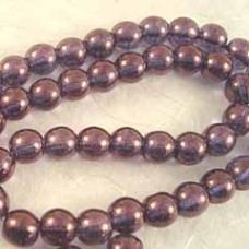 6mm Amethyst Lumi Round Czech Glass Druk Beads - Pack of 20