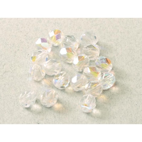 6mm Crystal Czech Fire Polished Round Glass Beads - Pack of 50