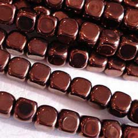 5x7mm Dark Bronze Czech Cube Beads - Pack of 20