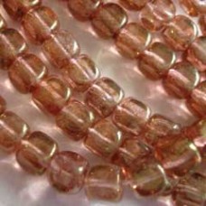 5x7mm Transp Topaz/Pink Lustre Czech Pressed Cube Bead - Pack of 20