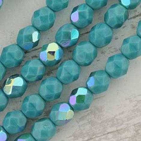 6mm Czech Firepolish Beads - Sleeping Beauty Turquoise - Pack of 20