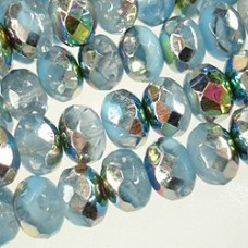 6x9mm Czech Alexandrite-Turquoise Vitrail Firepolish Rondelle - Pack of 10