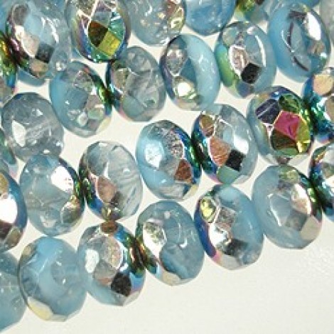 6x9mm Czech Alexandrite-Turquoise Vitrail Firepolish Rondelle - Pack of 10