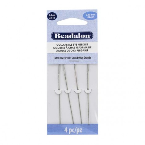 2.5in (6.5cm) Beadalon Extra Heavy Collapsible Eye Needles - 4 Pack