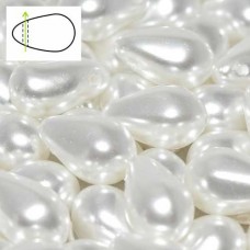 6x9mm Czech Side Drill Teardrops - Bright White - Pack of 10