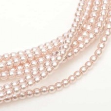 8mm Czech Round Pearl Coat Glass Beads - Shiny Soft Pink - Pack of 10