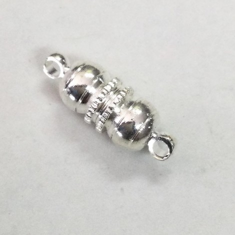 17x6mm Magnetic Silver Plated Double Ball Clasps - Pack of 2