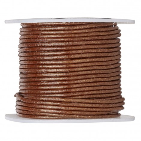 1.4-1.6mm Copper Coated Soft Indian Leather Round Cord - 22.86 metre (25yd) Spool