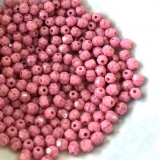 4mm Czech Firepolish Beads - Opaque Pink - Pack of 50