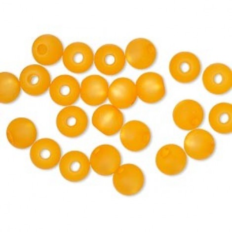 6mm Cool Frost Resin Round Beads - Light Orange