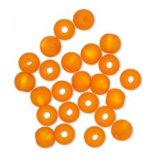 6mm Cool Frost Resin Round Beads - Orange