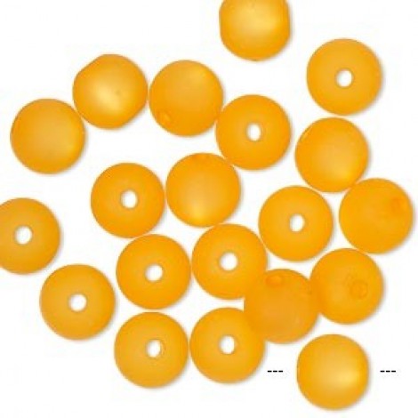8mm Cool Frost Resin Round Beads - Lt Orange