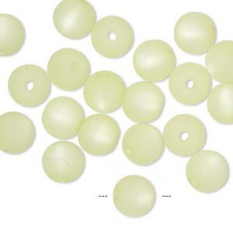 8mm Cool Frost Resin Round Beads - Lt Green