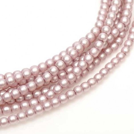 8mm Czech Round Pearl Coat Glass Beads - Matted Antique Pink Satin - Pack of 10 8mm Czech Round Pearl Coat Glass Beads - Matted Antique Pink Satin - Pack of 10
