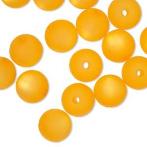 10mm Cool Frost Resin Round Beads - Lt Orange