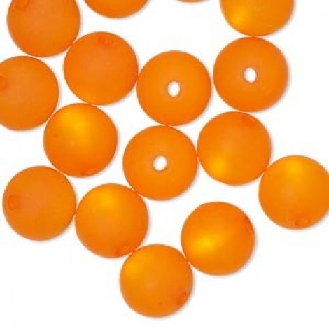 10mm Cool Frost Resin Round Beads - Orange