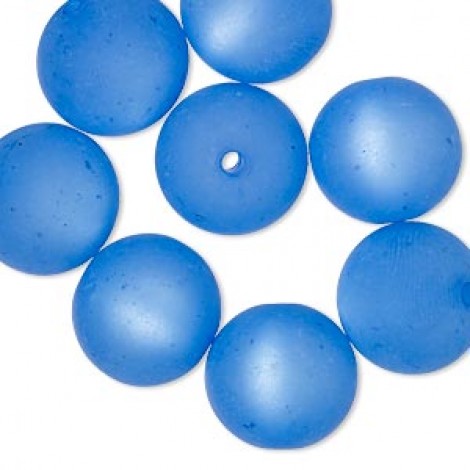 14mm Cool Frost Resin Round Beads - Blue