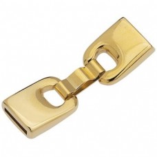 46.5x14.5mm (10x2.5mm ID) Fold-Over 24K Gold Plated Clasp for Flat Leather - Each