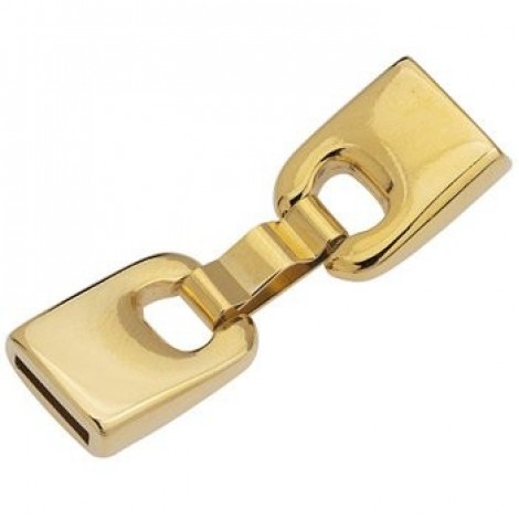 46.5x14.5mm (10x2.5mm ID) Fold-Over 24K Gold Plated Clasp for Flat Leather - Each